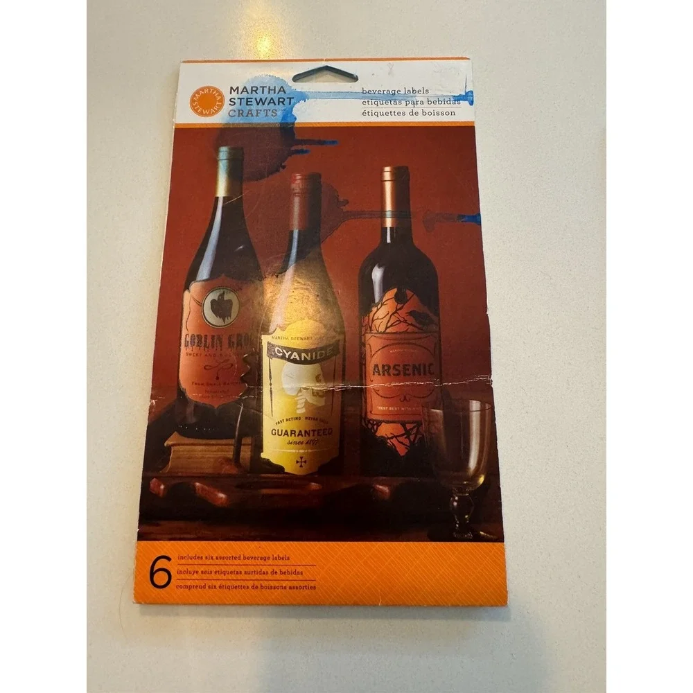 Martha Stewart Crafts Halloween Beverage Wine Bottle Labels Set‎ 12 Party Decor